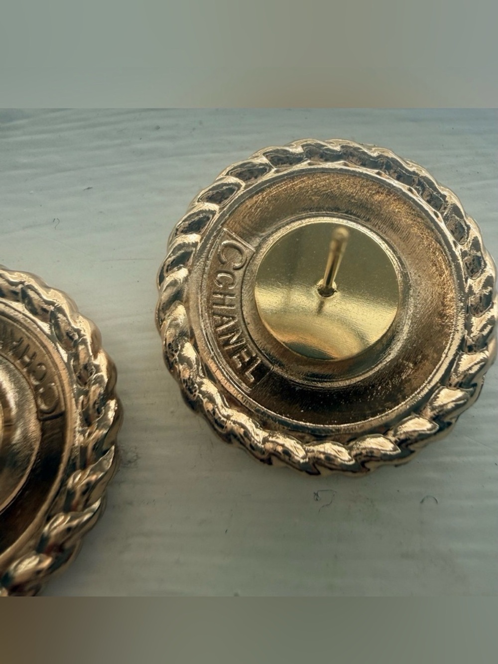 Vintage Gold CC Statement Repurposed Studs - Picture 6 of 7